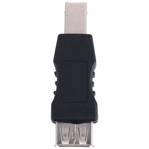 USB printer adapter type A female - type B male black silver tone