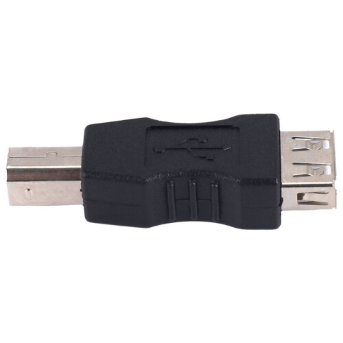 USB printer adapter type A female - type B male black silver tone 1