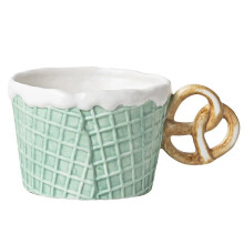 Creatieve Cookie Waterbeker Leuke Keramische Mok Kantoor Afternoon Tea Koffiekopje Thuis Ontbijt Melkbeker, Groen, Holle Handvat