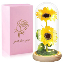 Bewaarde Bloem Glazen Deksel Gloeiend Goudfolie Zonnebloem Valentijnsdag Geschenk