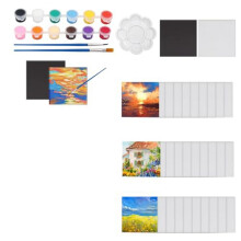 30 Pcs 2.6 Inch Magnetic Canvas Panel, Magnetic Painting Canvas Panel with Painting Set Square