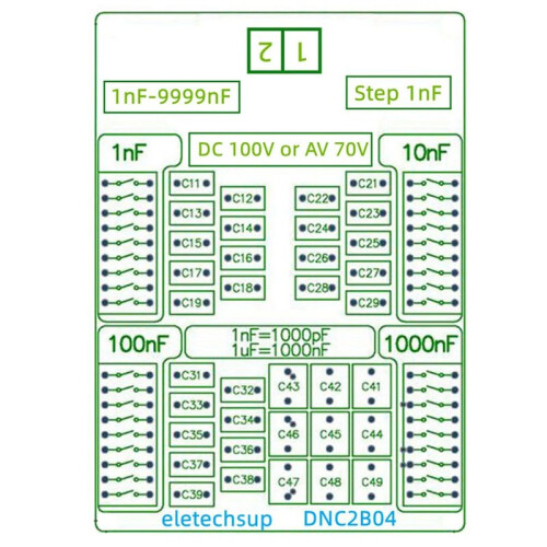 Dnc2B04 1Nf to 9999Nf Step-1Nf Four Decades Programmable Capacitor Board Polypropylene Film Capacitor C35 Din,No Case 1