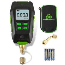 SUPER STARS Digital Vacuum Gauge,HVAC -Vacuum Gauge Tester with 6 Units 7/16In-20UNF(1/4In SAE),Digital Vacuum MicronMeter