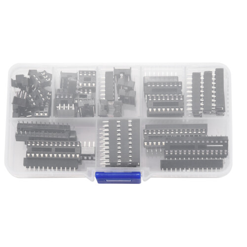 66Pcs/Lot DIP IC Sockets Adaptor Solder Type Socket Kit 6,8,14,16,18,20,24,28 Pin for  PCB Diy Kit