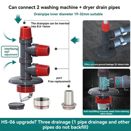 Multifunctional Washing Machine Drain-Pipe Sewer Pipe Special Floor Drain Connector Deodorant Anti-Overflow Adapter D 1