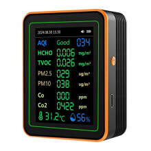 12 in 1 Air Quality Monitor PM2.5 PM10 Particle Counter with Alarm CO Detector CO Meter for Home Office or School Black