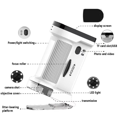 New Children'S Electron Microscope 1000X Science Experiment Equipment Handheld  Pocket Microscope with LED Light B 1