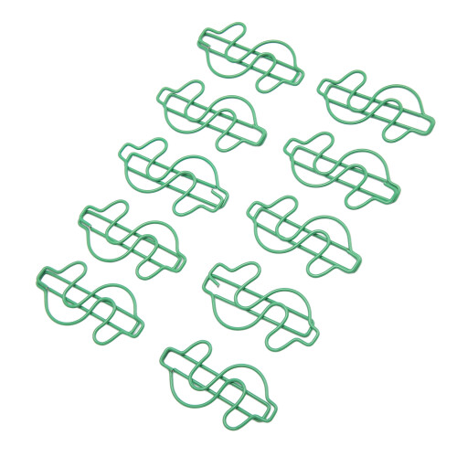 100pcs Green Dollar Shape Metal Paper Clips for Document Organization