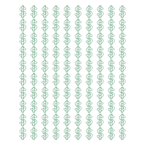 100pcs Green Dollar Shape Metal Paper Clips for Document Organization 1