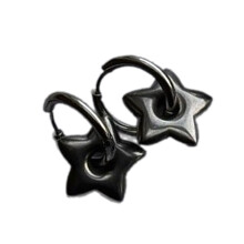 Boucles d'oreilles créoles unisexes en acier inoxydable,-Étoile