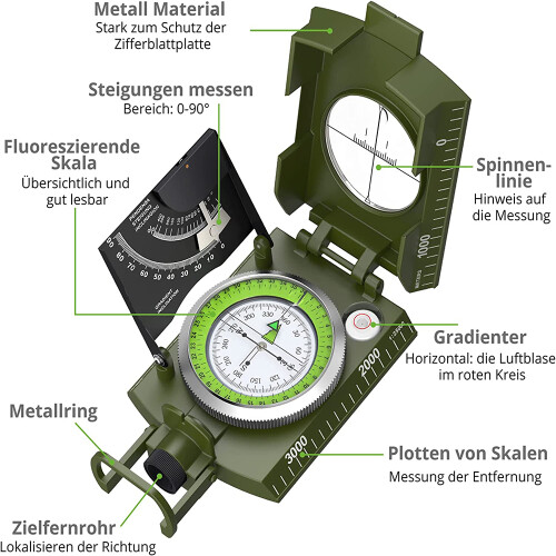 Στρατιωτική πυξίδα Survival Essentials, εργονομικά σχεδιασμένη φακοσκοπική πυξίδα για 2