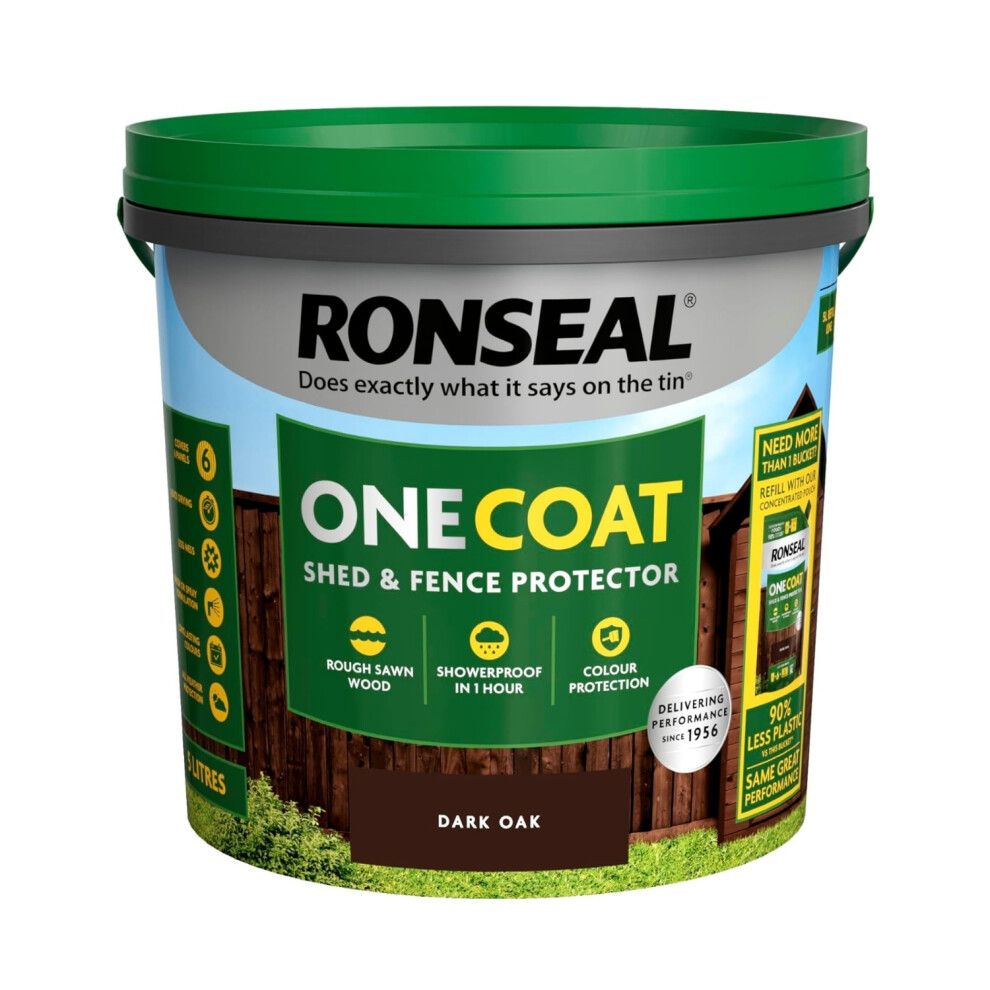 Ronseal RSLOCFLDO5L One Coat Fence Life, Dark Oak, 5 Litre