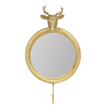 Hestia Vintage Homeware Gold Stag Round Wall Hanging Hook Mirror