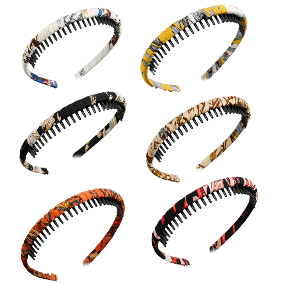 Resin Comb Teeth Bohemia Thin Hairband, Non-slip Cloth Wrapped Fashion Hair Accessories, Lightweight Comfortable, Wide Usage Occasions