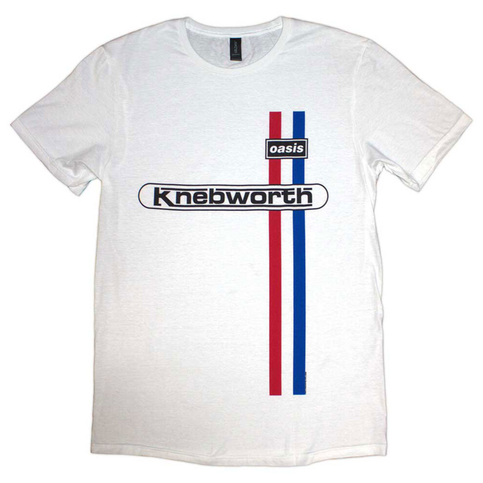 Oasis (Xl, ) Knebworth Vertical Stripe T Shirt White