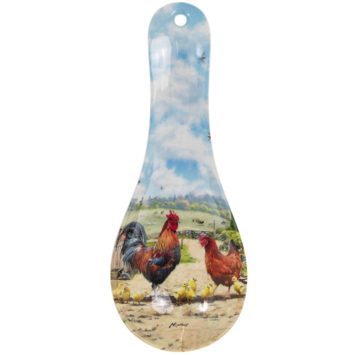 Plastic Cockerel & Hen Chicken Design Kitchen Spatula Cooking Support Spoon Rest
