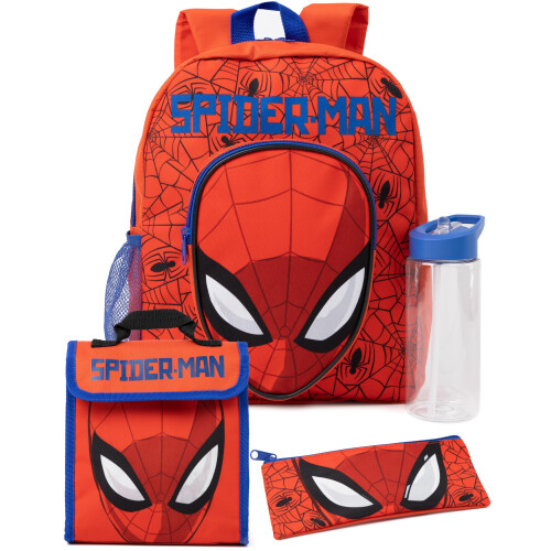 Marvel Spiderman 4 Piece Backpack Set (Unisex Kids Red)