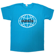 (Blue, Medium) Oasis T-Shirt: 1998 World Tour - South America (Blue) (Back Print)