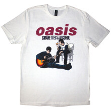 (White, XX-Large) Oasis T-Shirt: Cigarettes & Alcohol Illustration (White)