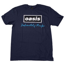 (XL, Navy) Oasis Definitely Maybe Text Logo T Shirt