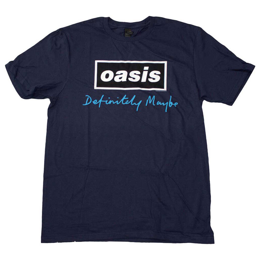 Oasis (S, Navy) Definitely Maybe Text Logo T Shirt - Image 3
