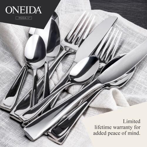 Oneida Moda II Cutlery Set Dishwasher Safe Rustproof Stainless Steel - 24 Pack 1