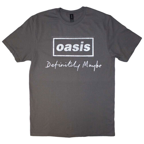 Oasis (XXL, Grey) Oasis Definitely Maybe Distressed Text T Shirt