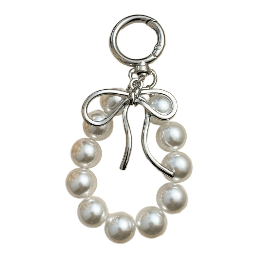 Chic Handmade Key Chain With Unique Keyring Bag Pendant- White 7732000826658