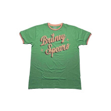 (M, Green) Britney Spears Retro Text Ringer T Shirt