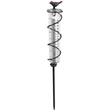 Waterproof Rustproof Iron Rain Gauge, Universal Replacement Glass Tube Compatible Decorative Outdoor Gauge for Yard Deck, Spiral Twist Rain Gauge with