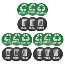 Waste Management Label Stickers for Bins, Weatherproof Quality Recycling Decals with Organize & Coordinate Garbage Sorting Design, Self Adhesive Peel