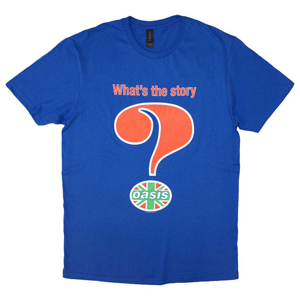 Oasis (S) T Shirt Question Mark Band Logo New Official Mens Blue