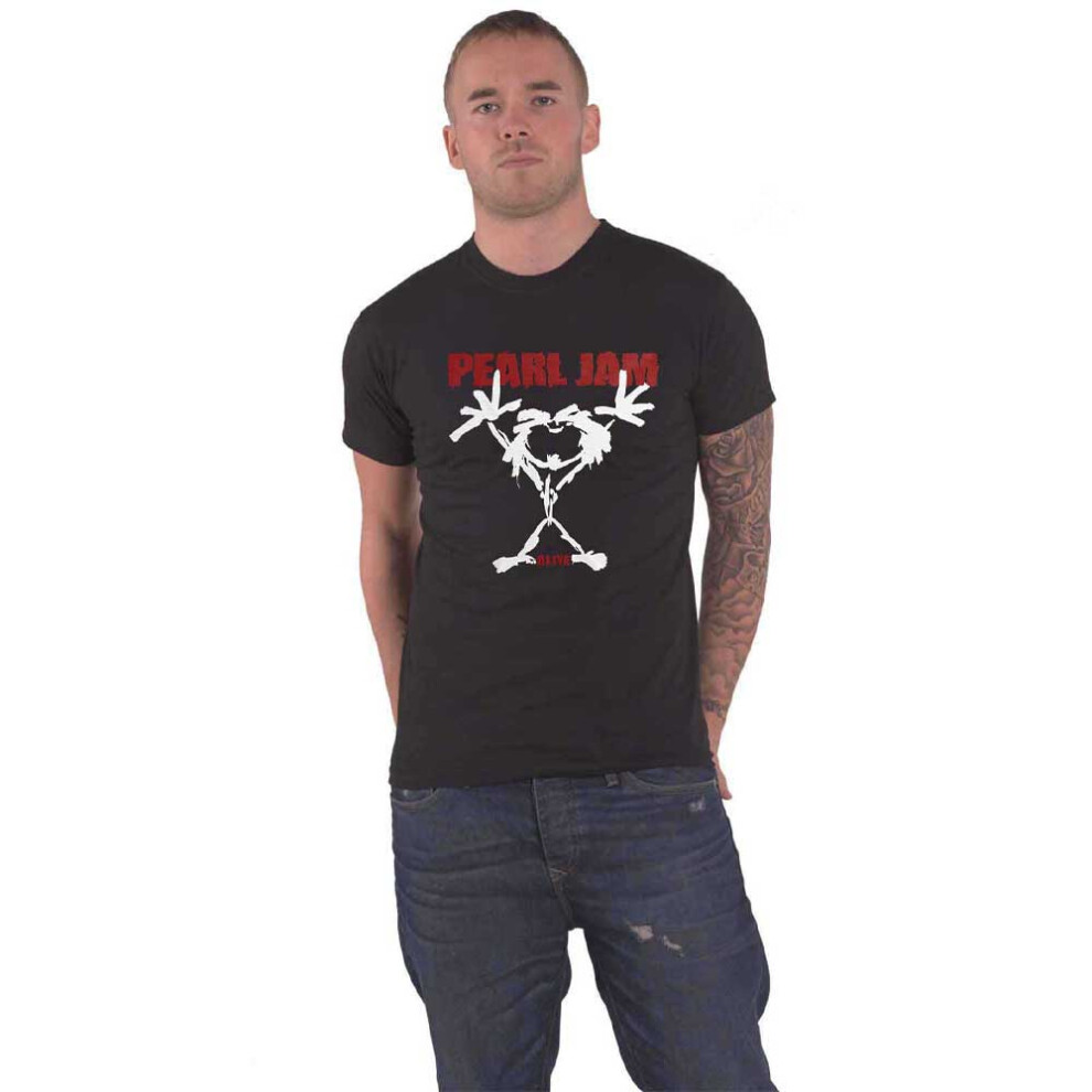 Pearl Jam 'Stickman' (Black) T-Shirt (Large) White,Green,Black
