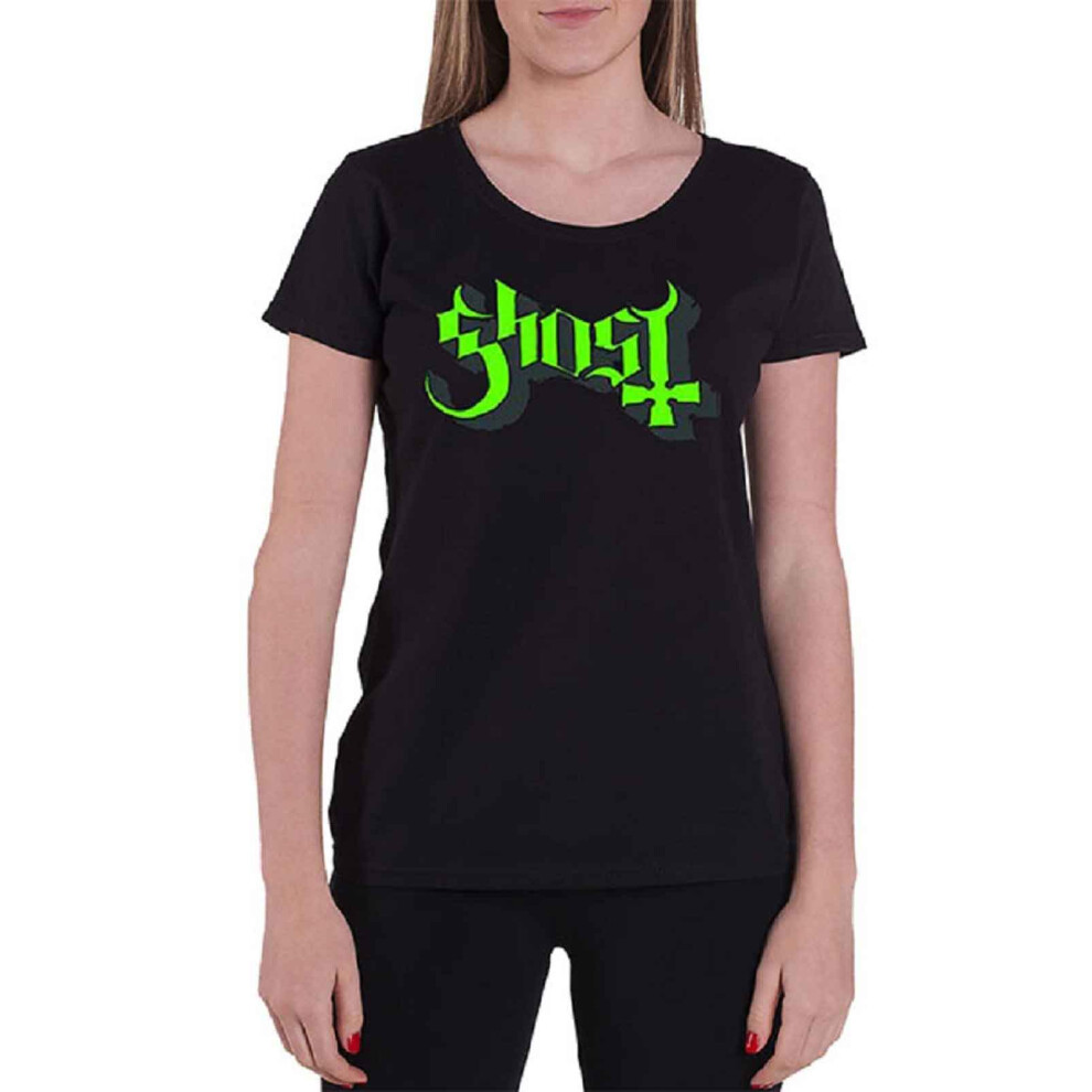 Ghost (Xl, Black) Green Keyline Logo Womens Skinny Fit T Shirt