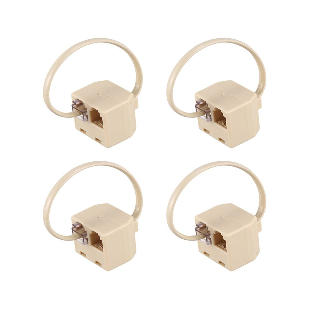 Exogio 4X Rj11 6P4c 2 Way Outlet Telephone Jack Splitter Adapter Beige