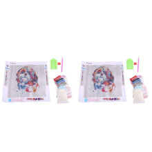 2X Peinture de Diamant Diy 5D Aquarelle "Chien Shih Tzu"Broderie Diamant Point de Croix Autocollant de Diamant de Photo 3D de Strass