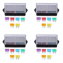 4X 6-Way Fuse Holder Box Car Vehicle Circuit Blade Box Block + Fuse