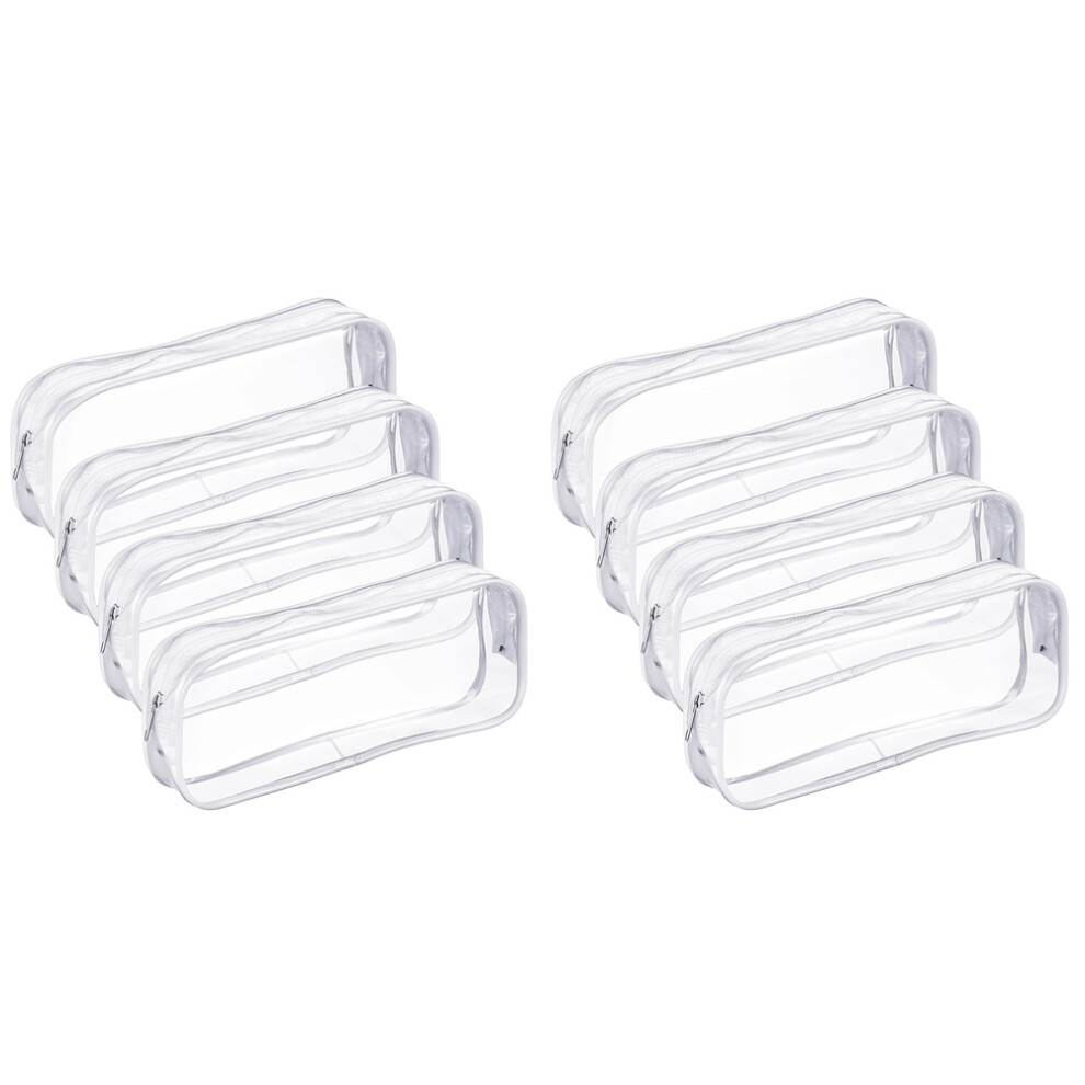 8 Pieces Clear Pvc Zipper Pen Pencil Case, Capacity Pencil Bag Makeup Pouch With Zipper(White) White Exogio