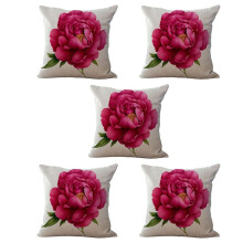 5X Vintage Taie D'Oreiller de Lin Decorative Floral/Fleur Housse de Coussin Decoration de Canape et Maison Rose
