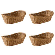 4X Oval Wicker Woven Basket Bread Basket Serving Basket, 11 Inch Storage Basket