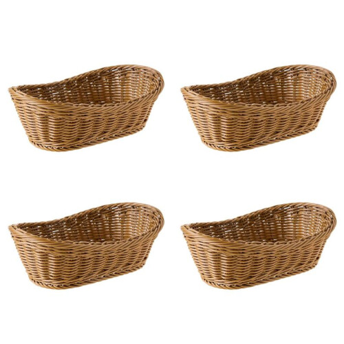 4X Cesta de Vime Tecida Oval Cesta de Servir, Cesta de Armazenamento de 11 Polegadas para Alimentos Frutas CosméTicos Armazenamento Tampo de Mesa e
