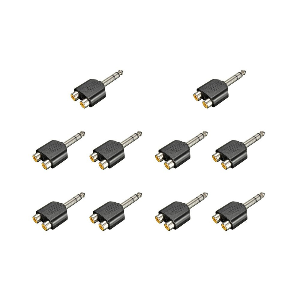 Exogio 10Pcs 6.35Mm 1/4 Inch Male Stereo To 2 Dual Rca Female Y Splitter Audio Adapter Converter