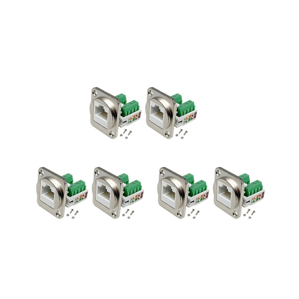 6Pcs Rj45 Panel Mount Screw Terminal Adapter, Rj45/8P8c Female Panel Mount Connector, Rj45 Solderless Terminal Extender 6033095093590