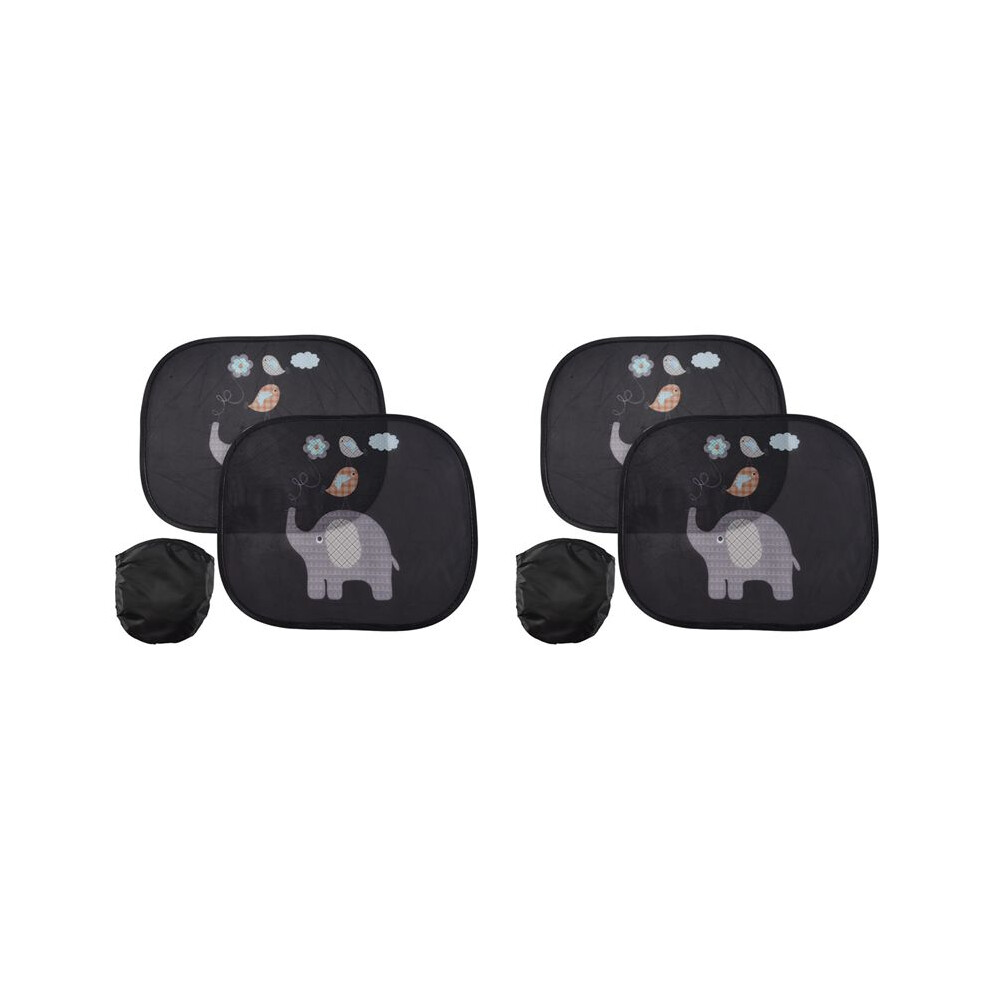 Exogio Car Sun Shade Baby With Uv Protection, Car Window Sun Shade For Children With Cute Animal Motifs, 44 X 36 Cm, Set Of 4