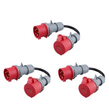 3X 5-Poliger Roter CEE-Adapter, 32 A Stecker auf 16 A Buchse, Gen Ev-Ladegerät, Verlängerungskabel, Stecker, 400 V Steckdose