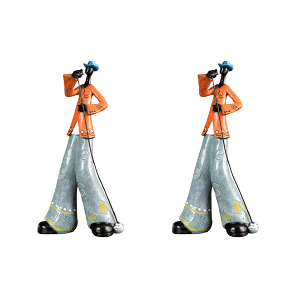 2X Jazz Band Player Figurines Vintage Musician Figure Resin Statues Desktop Ornament Retro Sculpture Home Indoor Decor A Exogio