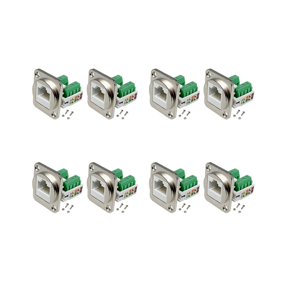 8Pcs Rj45 Panel Mount Screw Terminal Adapter, Rj45/8P8c Female Panel Mount Connector, Rj45 Solderless Terminal Extender 6031139582611