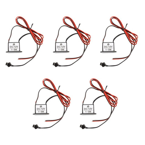 5X Red-Black Cable  12V EL Wire Neon Glow Strip Light Driver Unit Inverter