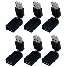 6X Noir USB 2.0 Male Vers USB Adaptateur D'Extension D'Angle de Rotation A 360 Degre