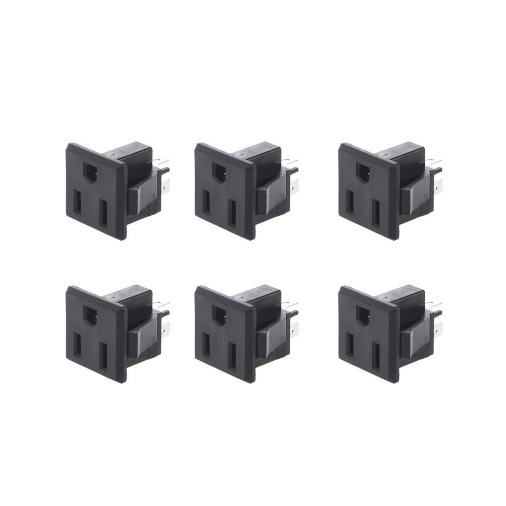 6X Ac 125V 15A Panel Mount Us Outlet Power Socket Black 6032903593130